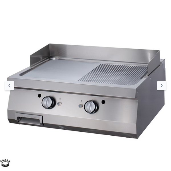  Premium Griddle 1/2 Grooved Chrome - αέριο - διπλή μονάδα - 90cm Deep